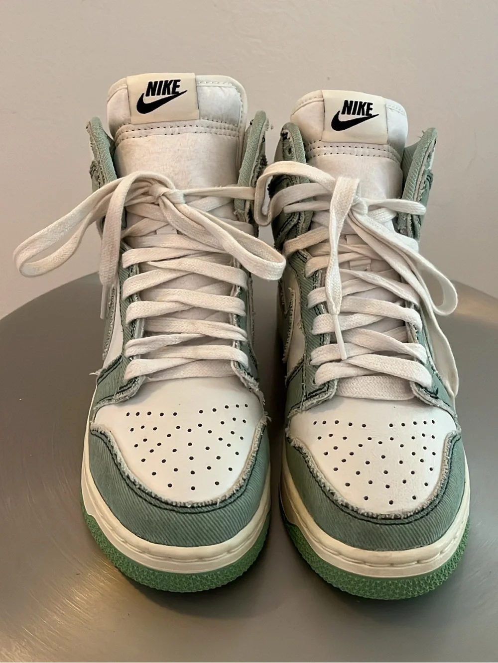 Nike Dunk High 1985 Enamel Green Denim Women’s Size 5